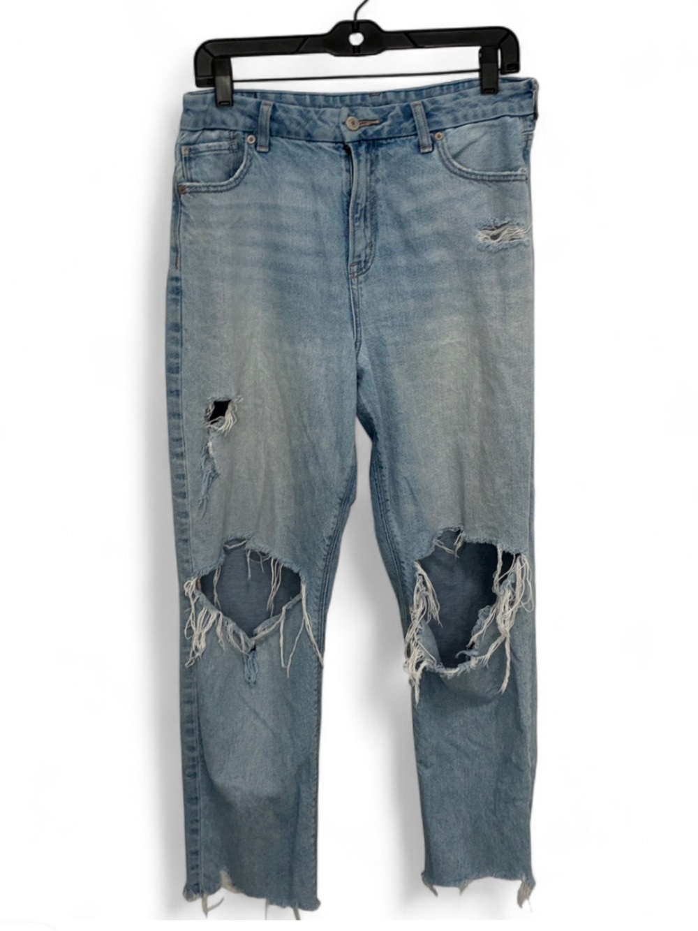 American Eagle Curvy Light Blue Distressed Mom Jeans